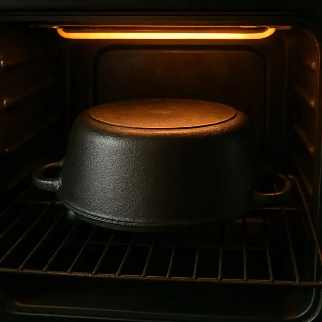 Gietijzeren pan inbranden