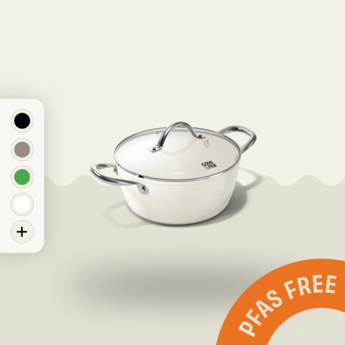 Crème | Inductie Kookpan 24 cm | met deksel | Cook & Pan