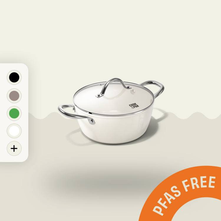 Crème | Inductie Kookpan 24 cm | met deksel | Cook & Pan