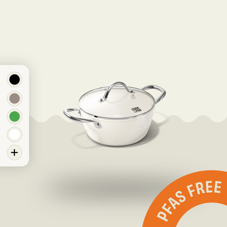 Crème | Inductie Kookpan 20 cm | met deksel | Cook & Pan
