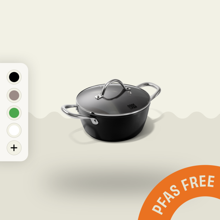 Zwart | Inductie Kookpan 20 cm | met deksel | Cook & Pan