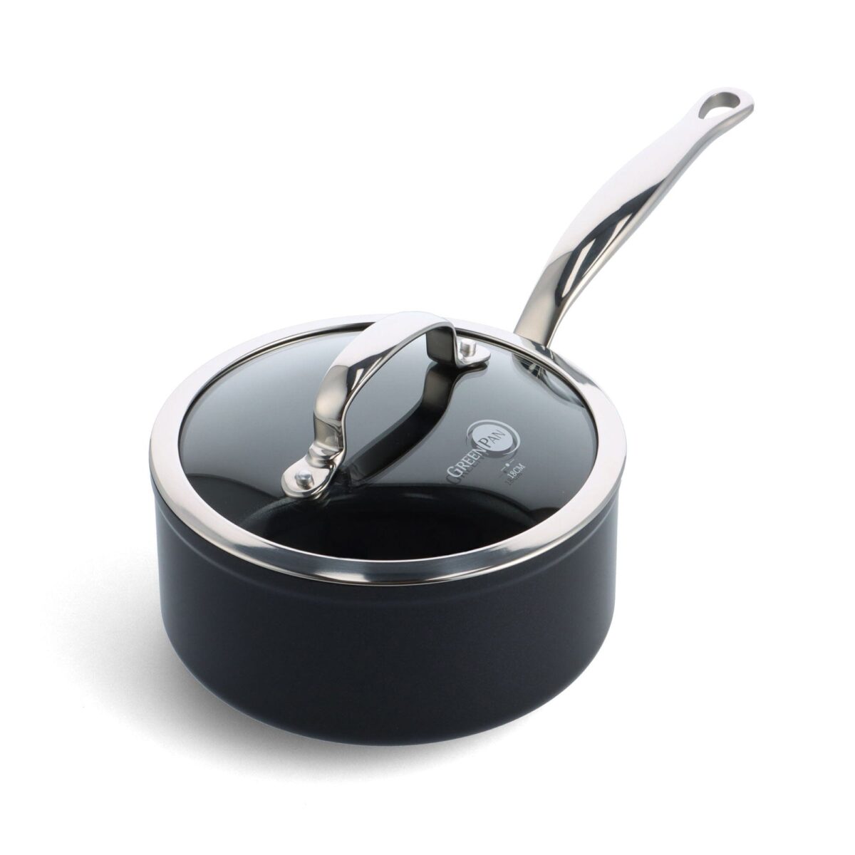 Barcelona Pro | Zwart | Keramische Steelpan 18 cm | met deksel | GreenPan