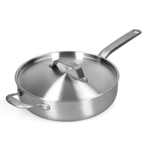 Stainless Steel | Zilver | RVS Hapjespan 28 cm | met deksel | 4 liter | Skottsberg